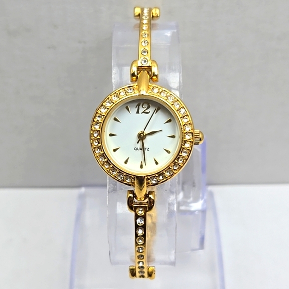 Fashion Jewelry Accessories - Womens Fashion Watch Gold Tone Rhinestone Thin Band Dainty New Battery